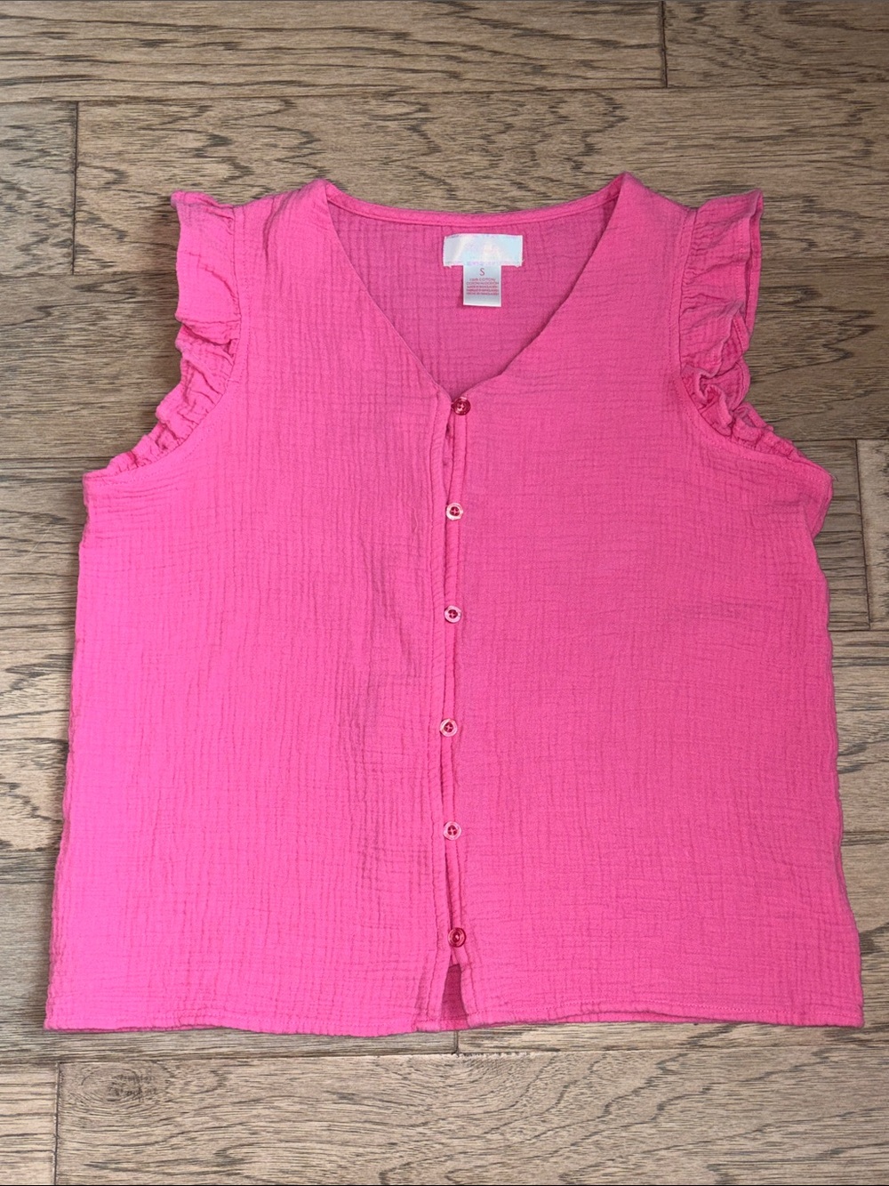 Stella Parker Pink Button-Front Ruffle size S